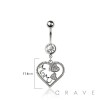 316L SURGICAL STEEL MOM HEART DANGLE BELLY BUTTON NAVEL RING 